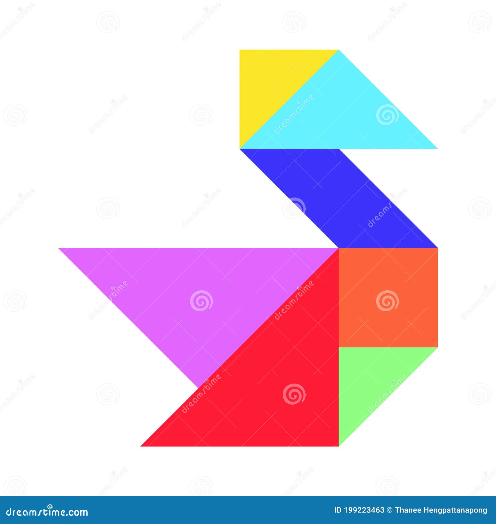 Color tangram puzzle in swan duck or goose shape stock illustration