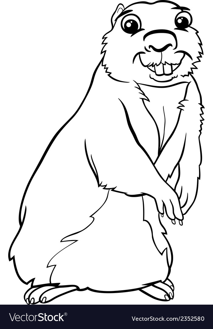 Gopher animal cartoon coloring page royalty free vector