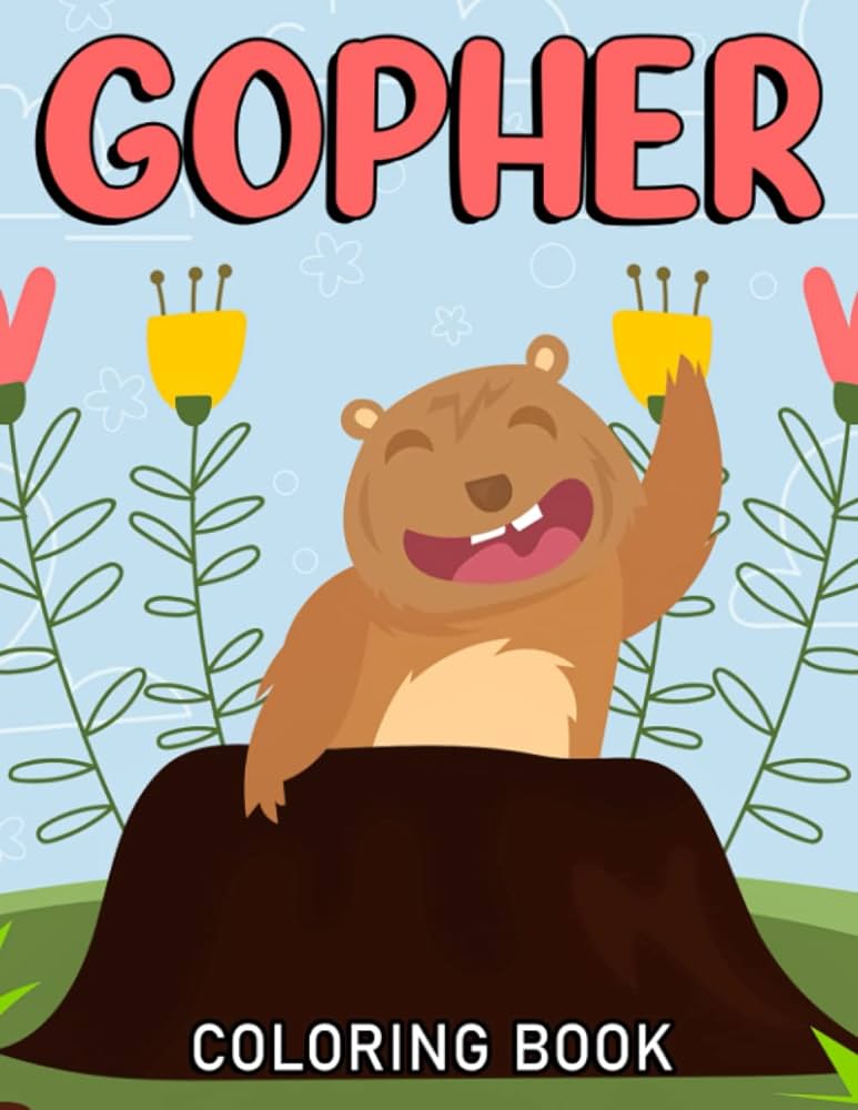 Gopher coloring book amazing coloring pages features kawaii cute animals for all ages relaxation and stress relief joy rainbow books