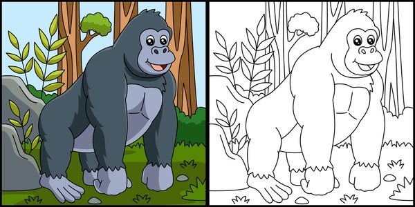 Hundred cartoon gorilla coloring page royalty