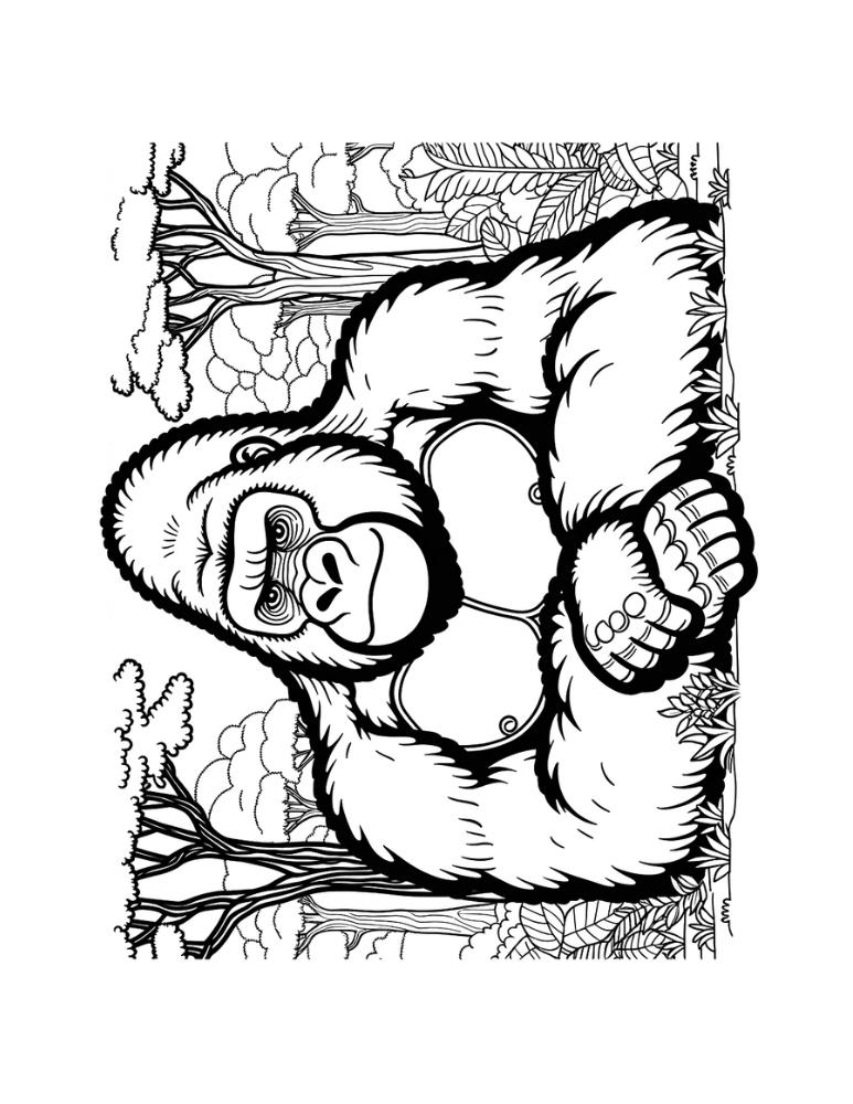 Free printable gorilla coloring pages