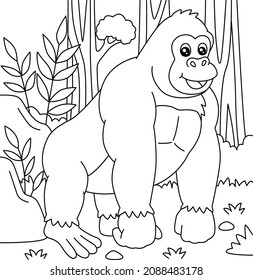 Gorilla coloring page kids stock vector royalty free