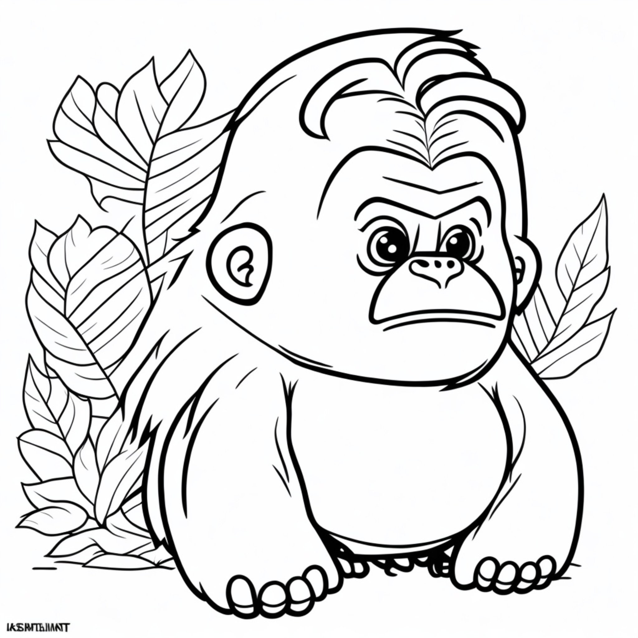 Gorilla cartoon coloring page for kids