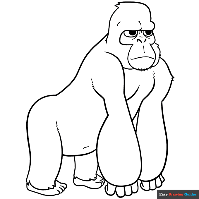 Cartoon gorilla coloring page easy drawing guides