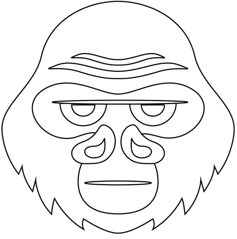 Gorilla face coloring page free printable coloring pages