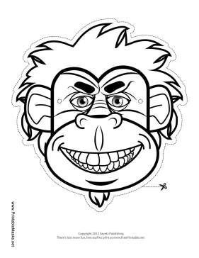 Printable gorilla mask to color mask