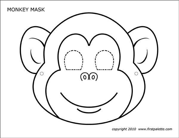 Monkey mask free printable templates coloring pages