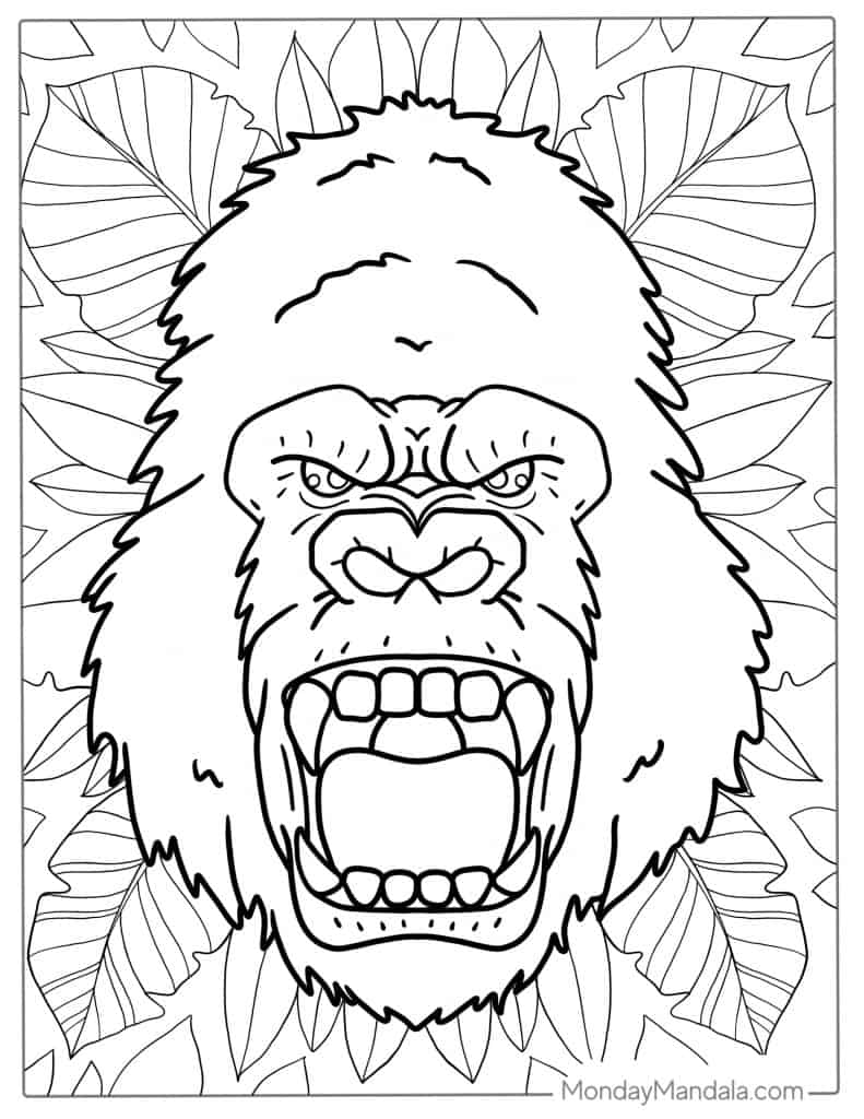 Gorilla coloring pages free pdf printables