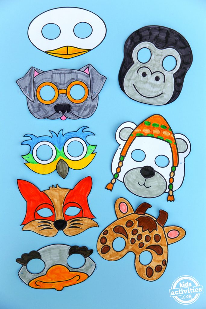 Dolittle inspired printable animal masks that you can color