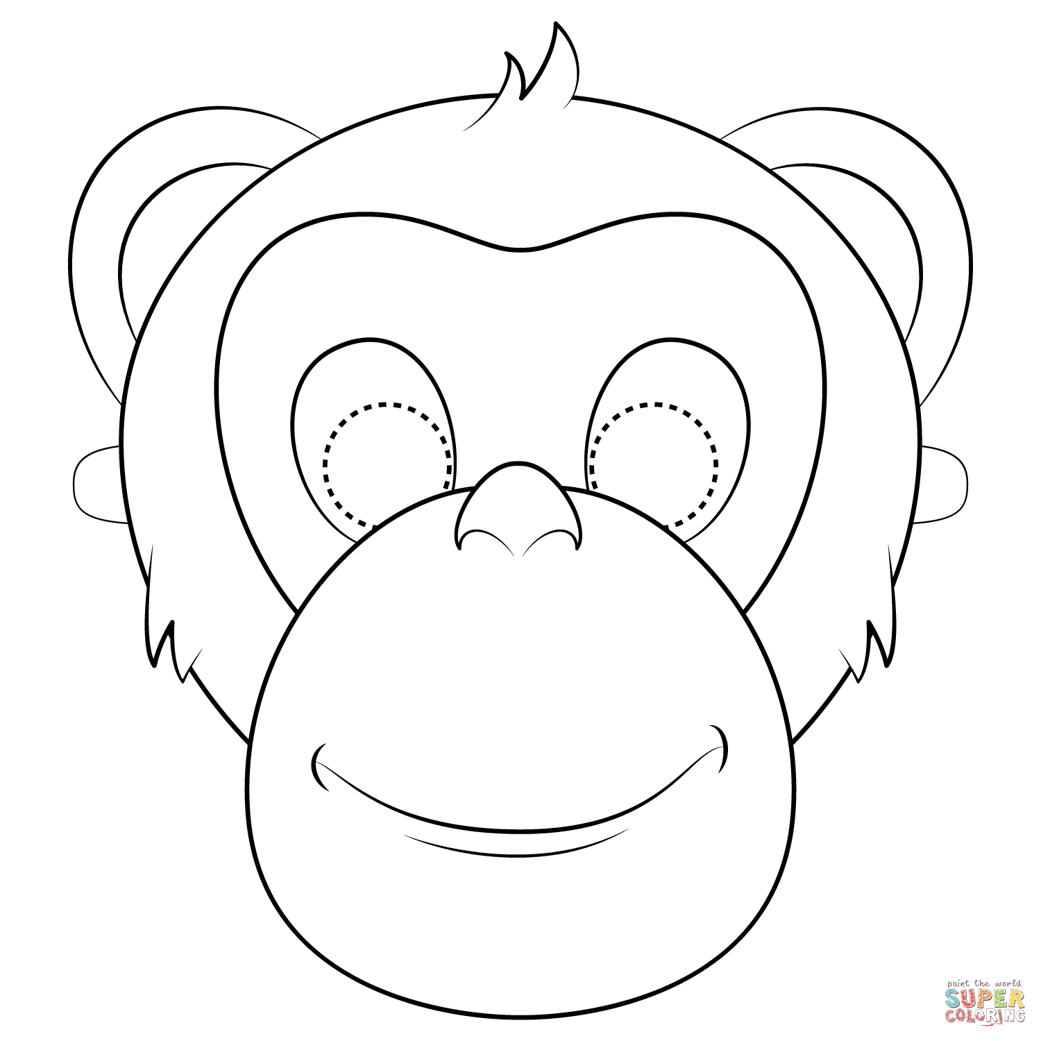 Chimpanzee mask coloring page free printable coloring pages