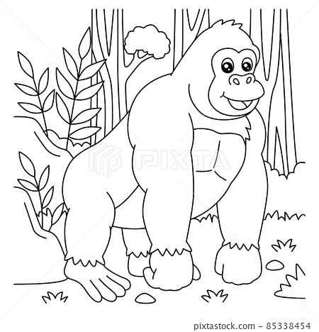 Gorilla coloring page for kids