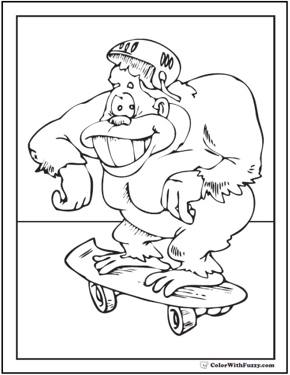 Gorilla coloring pages print and customize