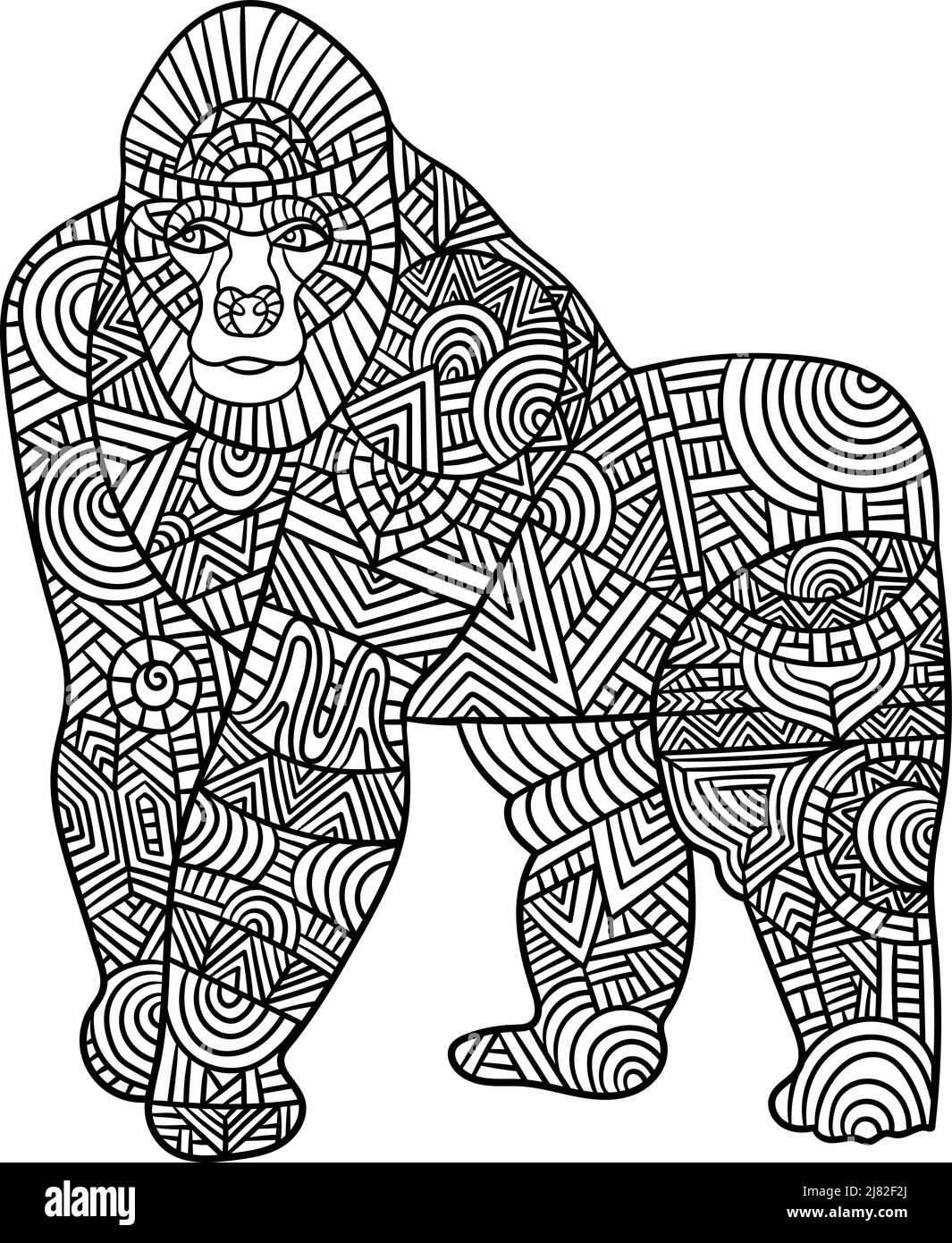 Gorilla mandala coloring pages for adults stock vector image art