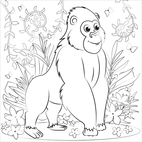 Gorilla coloring page free printable coloring pages