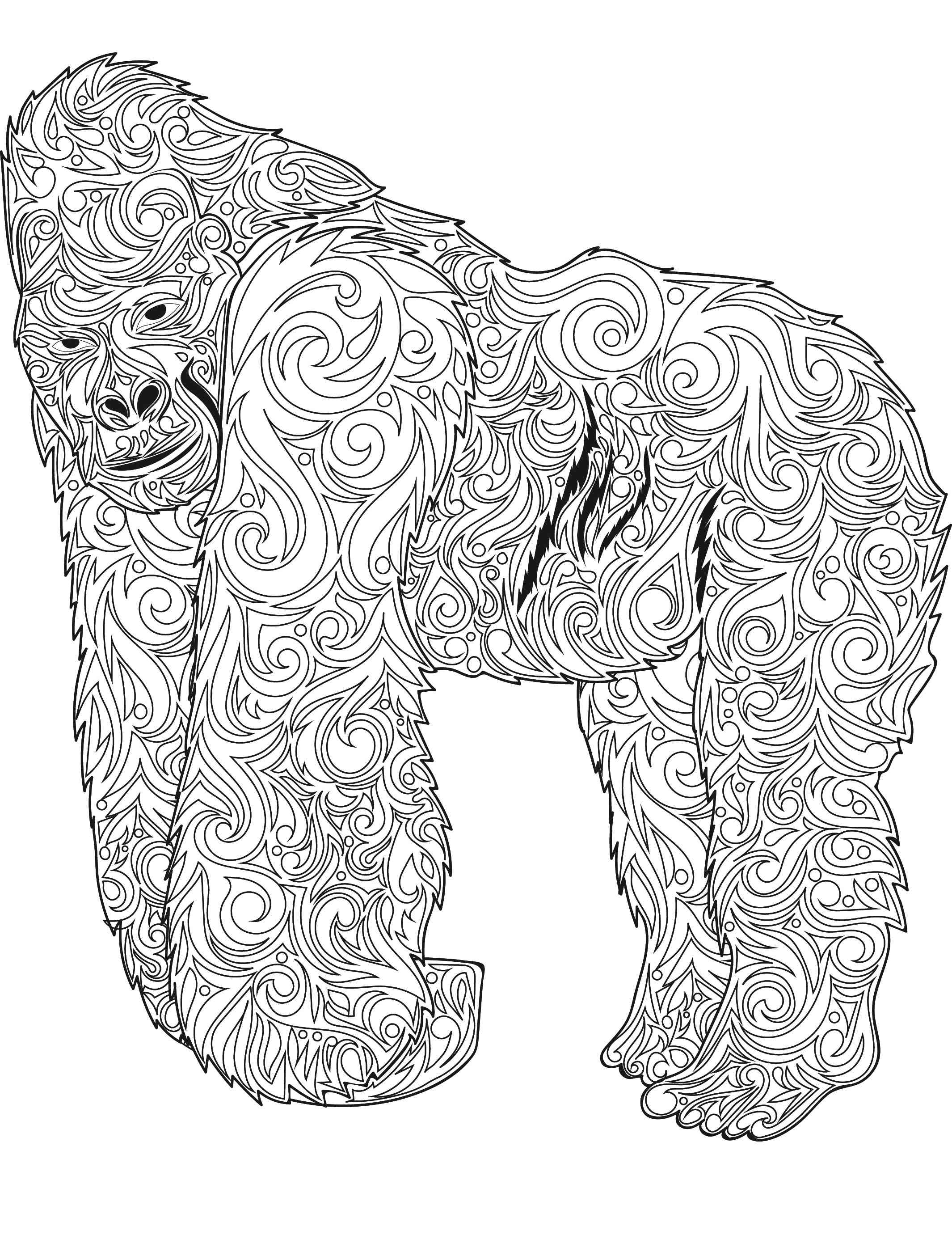 Gorilla coloring pages for adults