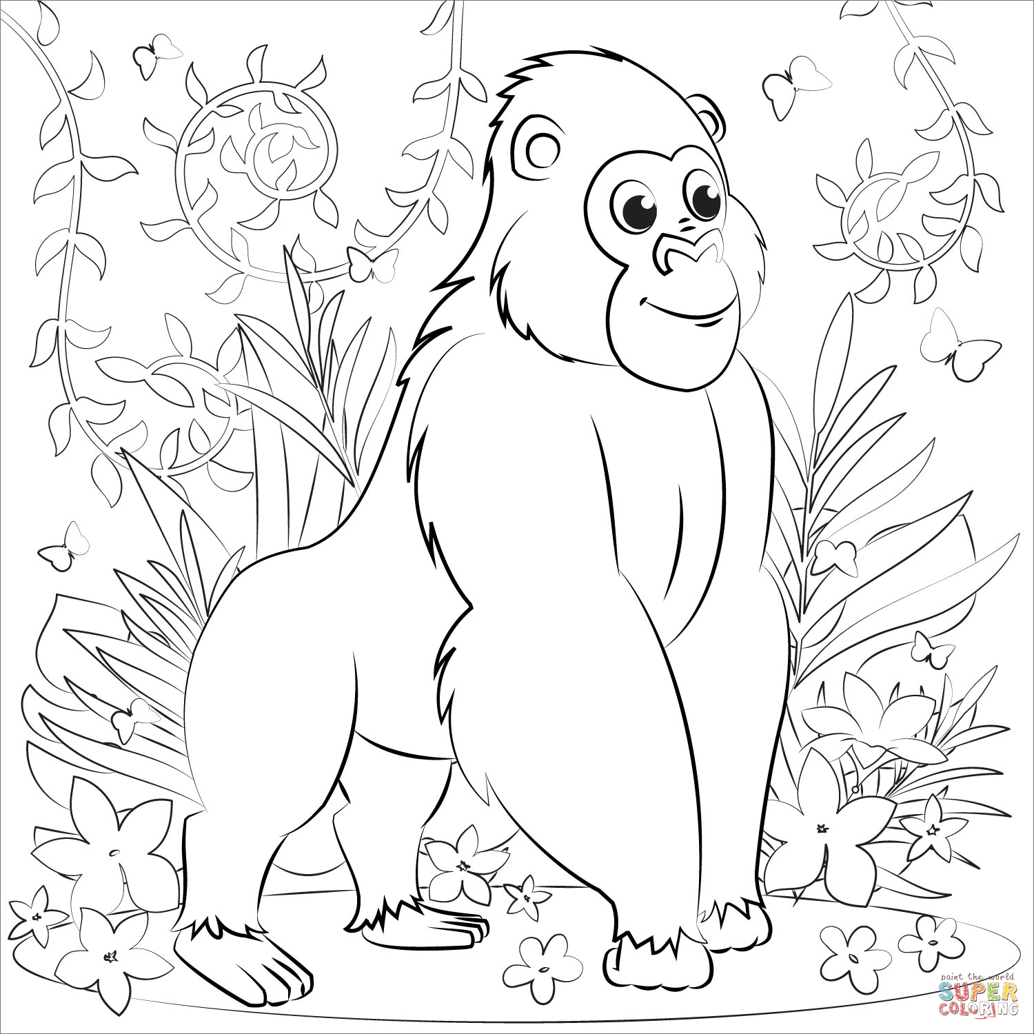 Gorilla coloring page free printable coloring pages