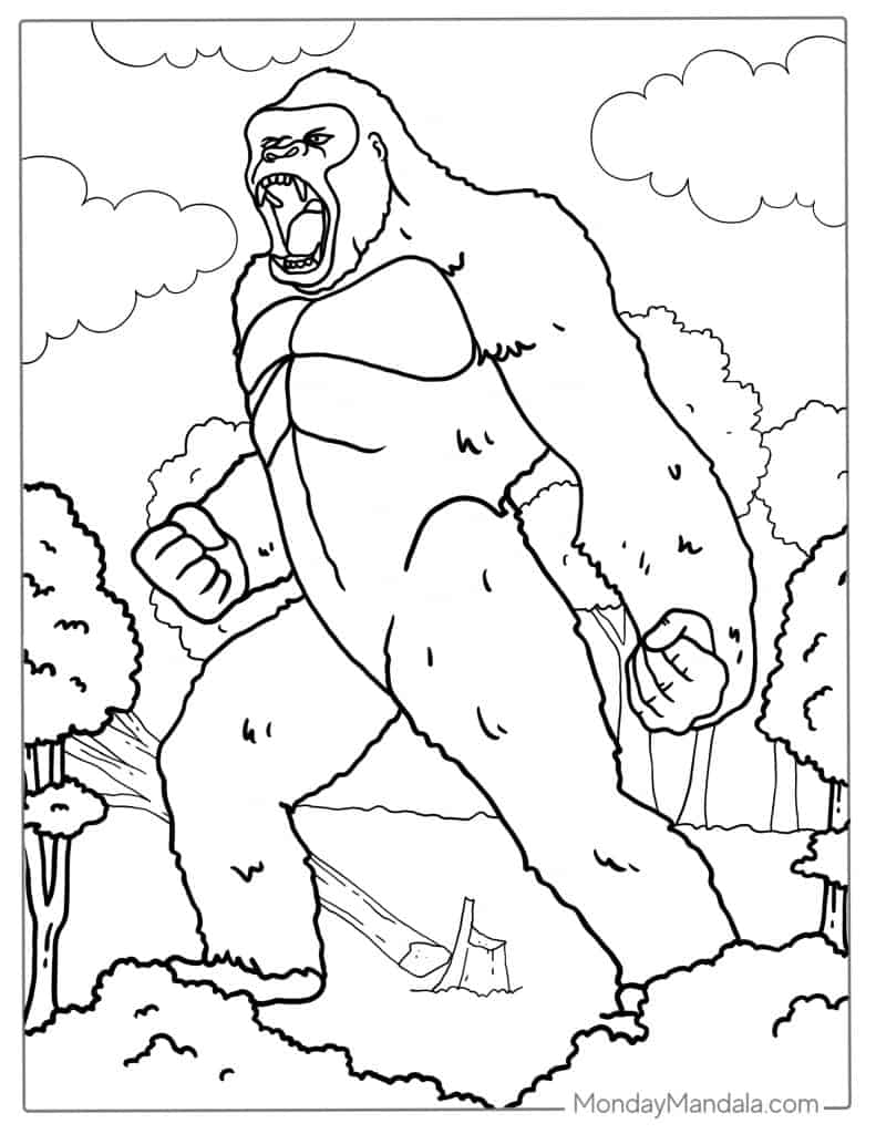 Gorilla coloring pages free pdf printables