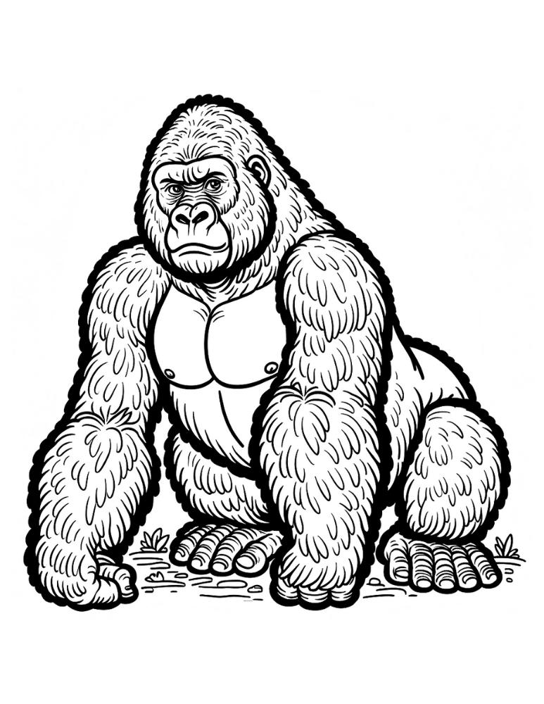 Free printable gorilla coloring pages