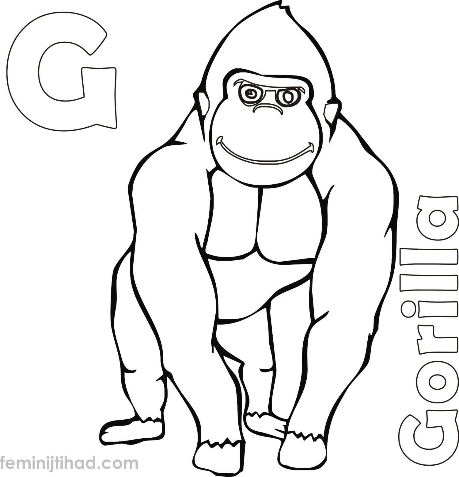 Gorilla coloring pages pdf printable