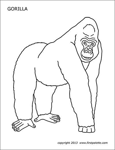Gorilla free printable templates coloring pages