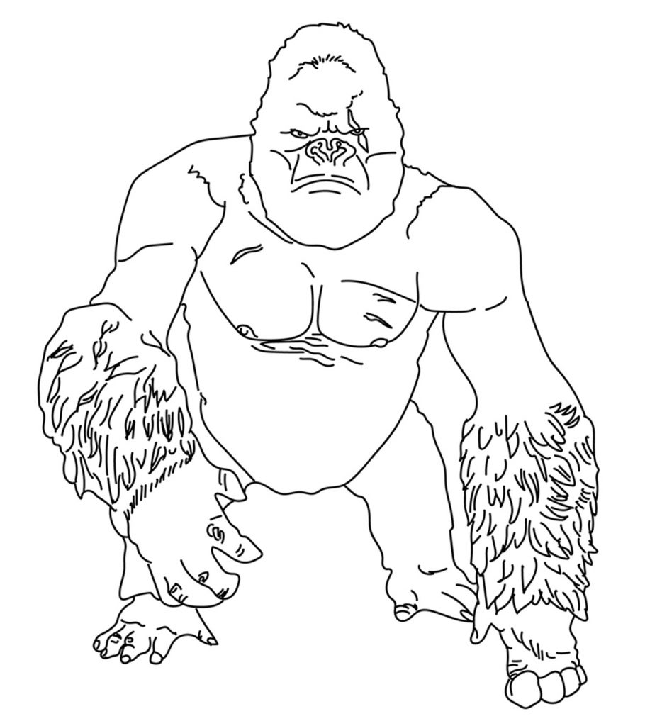 Cute free printable gorilla coloring pages online