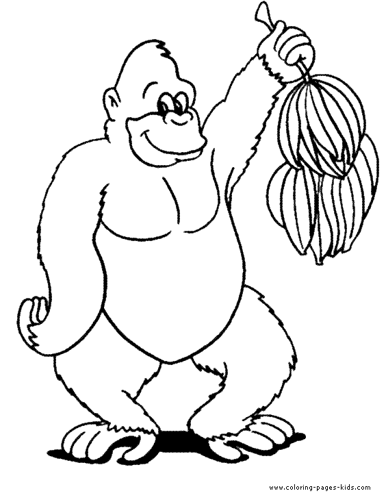 Gorilla with bananas monkey coloring pages animal coloring pages coloring pages