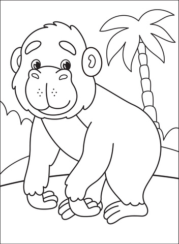 Gorilla coloring page free printable coloring pages