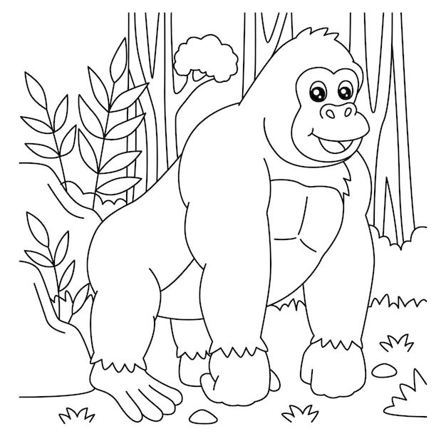 Premium vector gorilla coloring page for kids