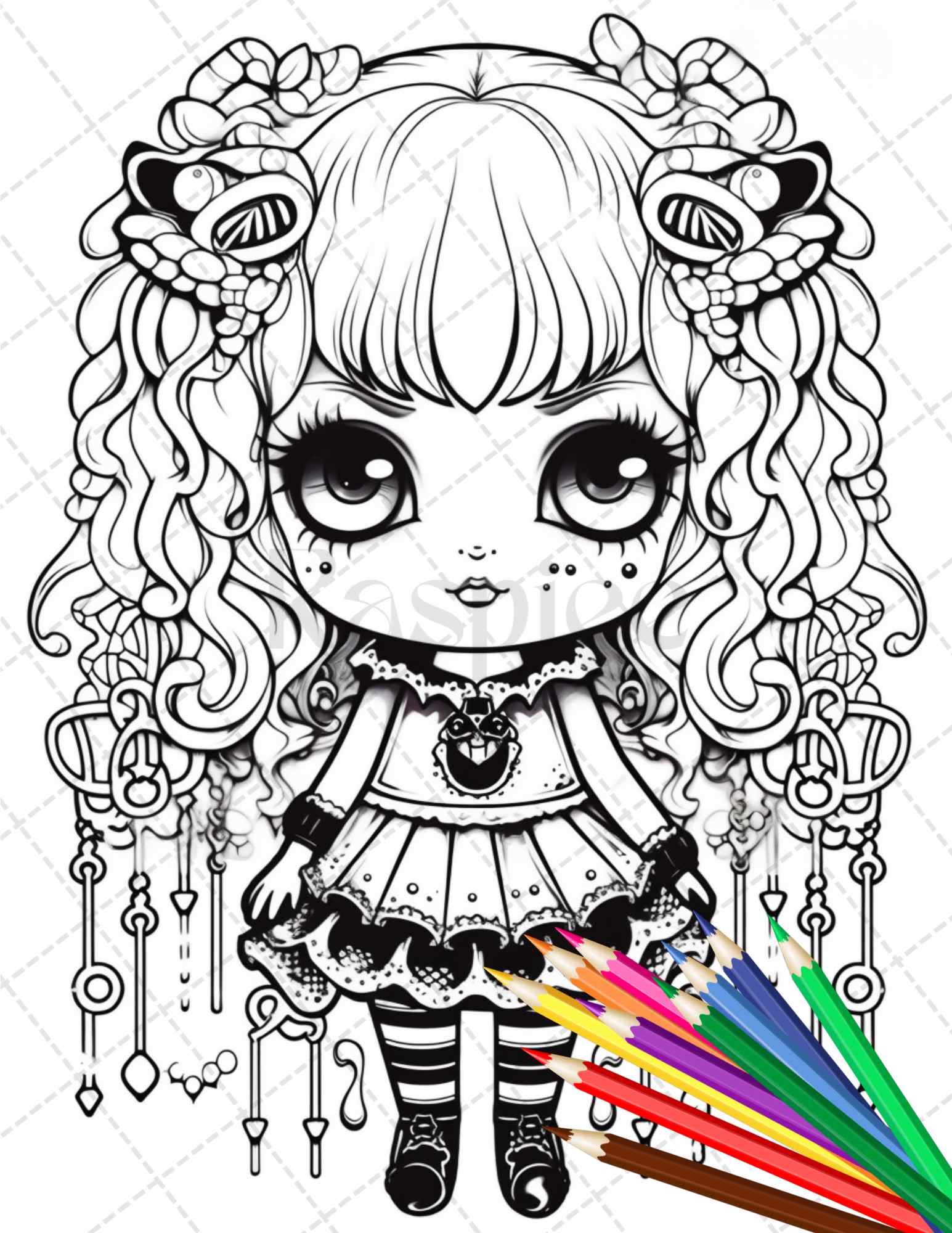 Creepy kawaii pastel goth coloring pages printable for adults gray â coloring