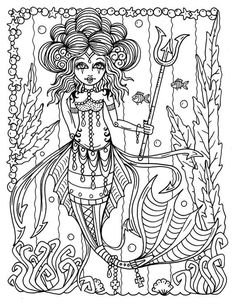 Instant download gothic mermaids coloring book for all ages adult color digi digital download printables gothic