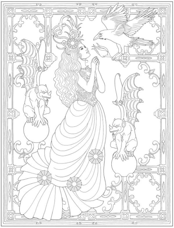 Free gothic fantasy coloring pages â