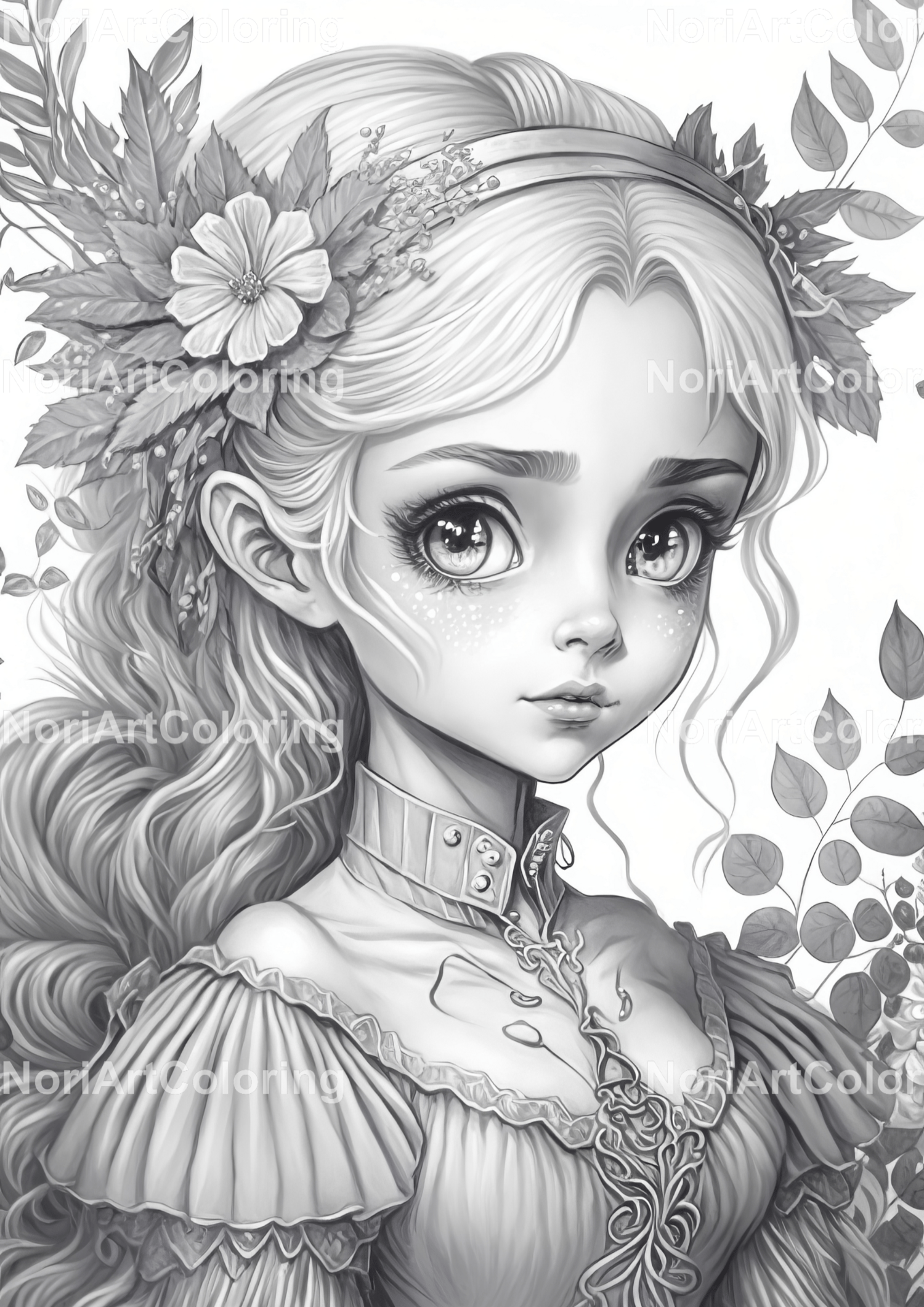 Beautiful fairies coloring pages dark forest printable adult coloring pages download grayscale illustration fairy gnomes