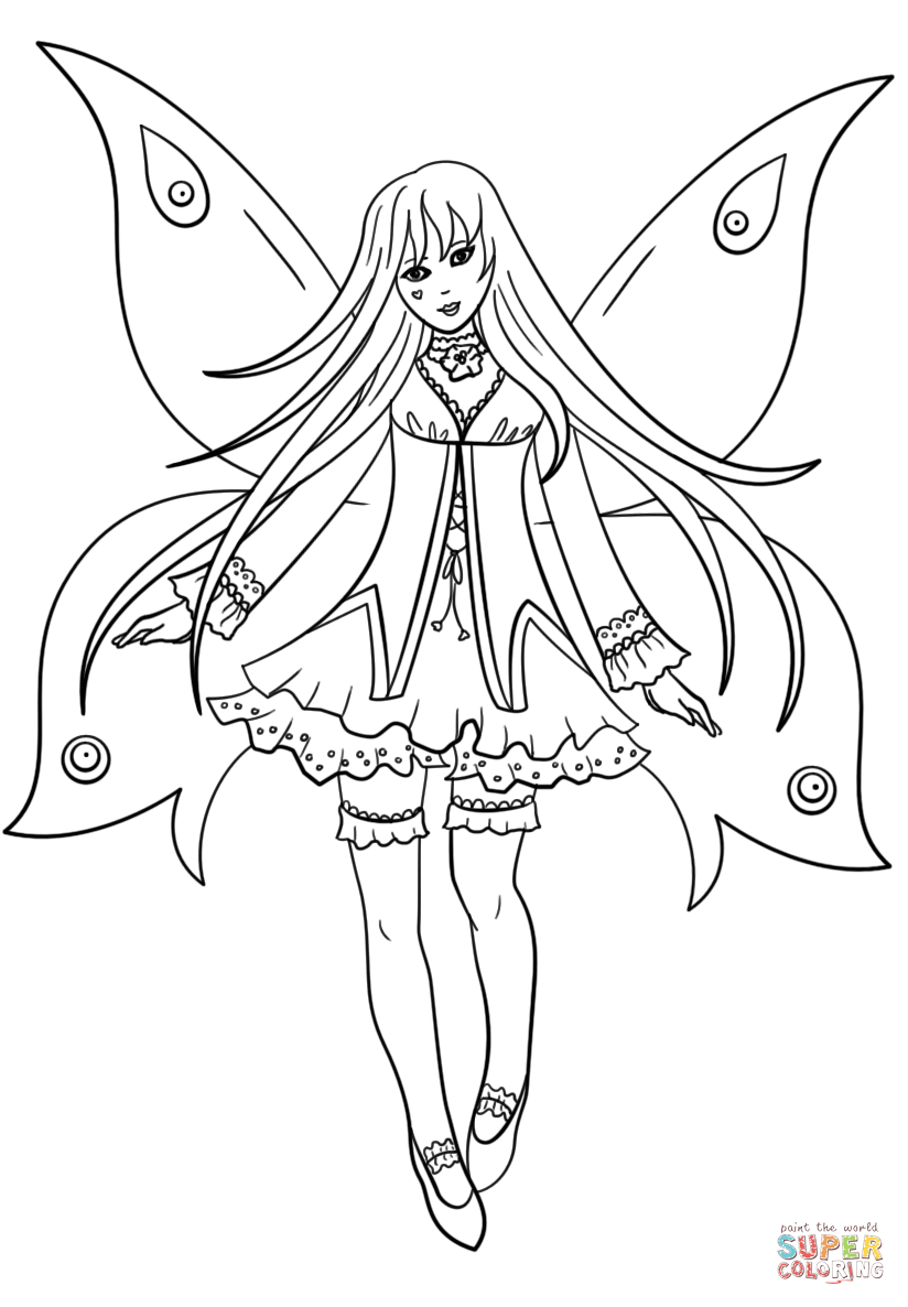 Goth fairy coloring page free printable coloring pages