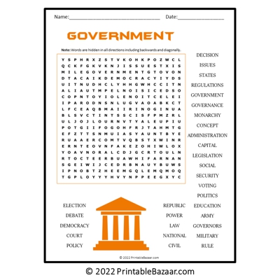 Government word search puzzle