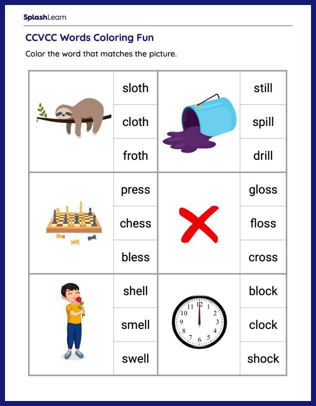 Coloring the words â printable reading worksheet