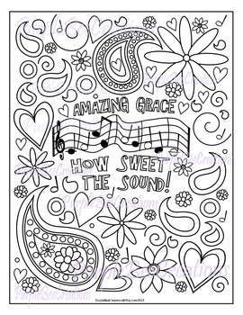 Coloring page amazing grace hymn coloring page by the purple bee classroom