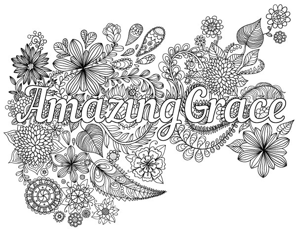 Amazing grace adult coloring page