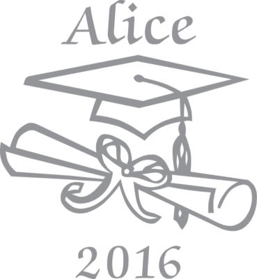 Graduation cap diploma with name and date