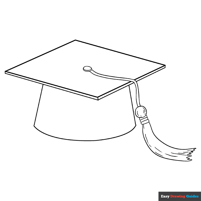 Graduation cap coloring page easy drawing guides