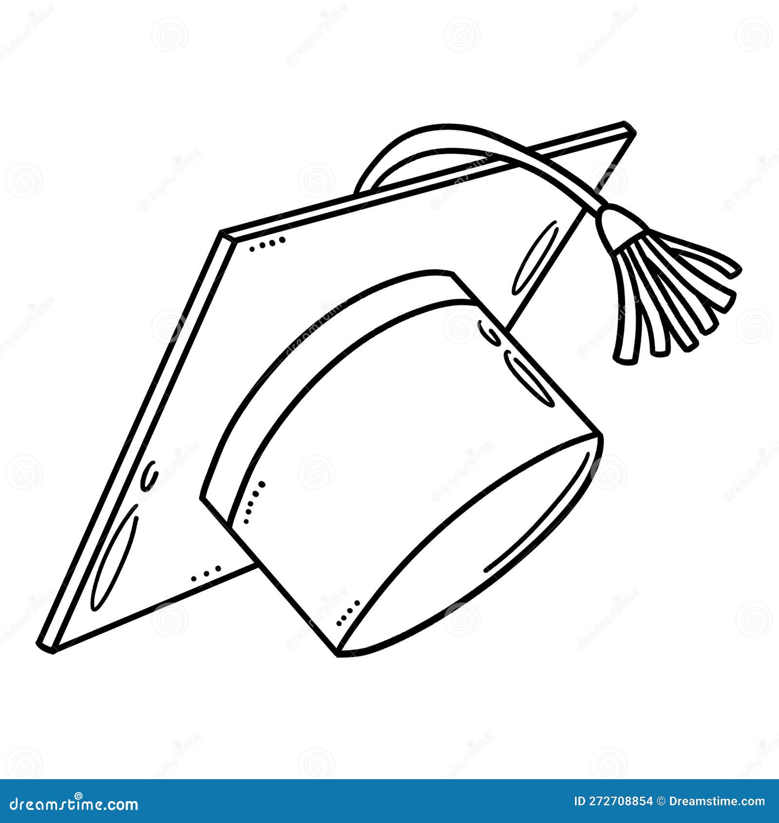 Graduation cap isolated coloring page for kids stock vector