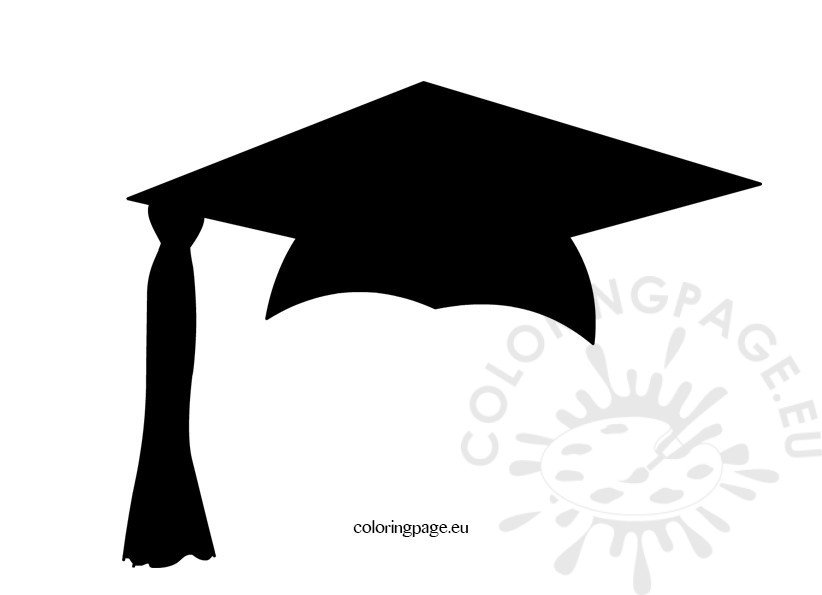 Black graduation cap coloring page