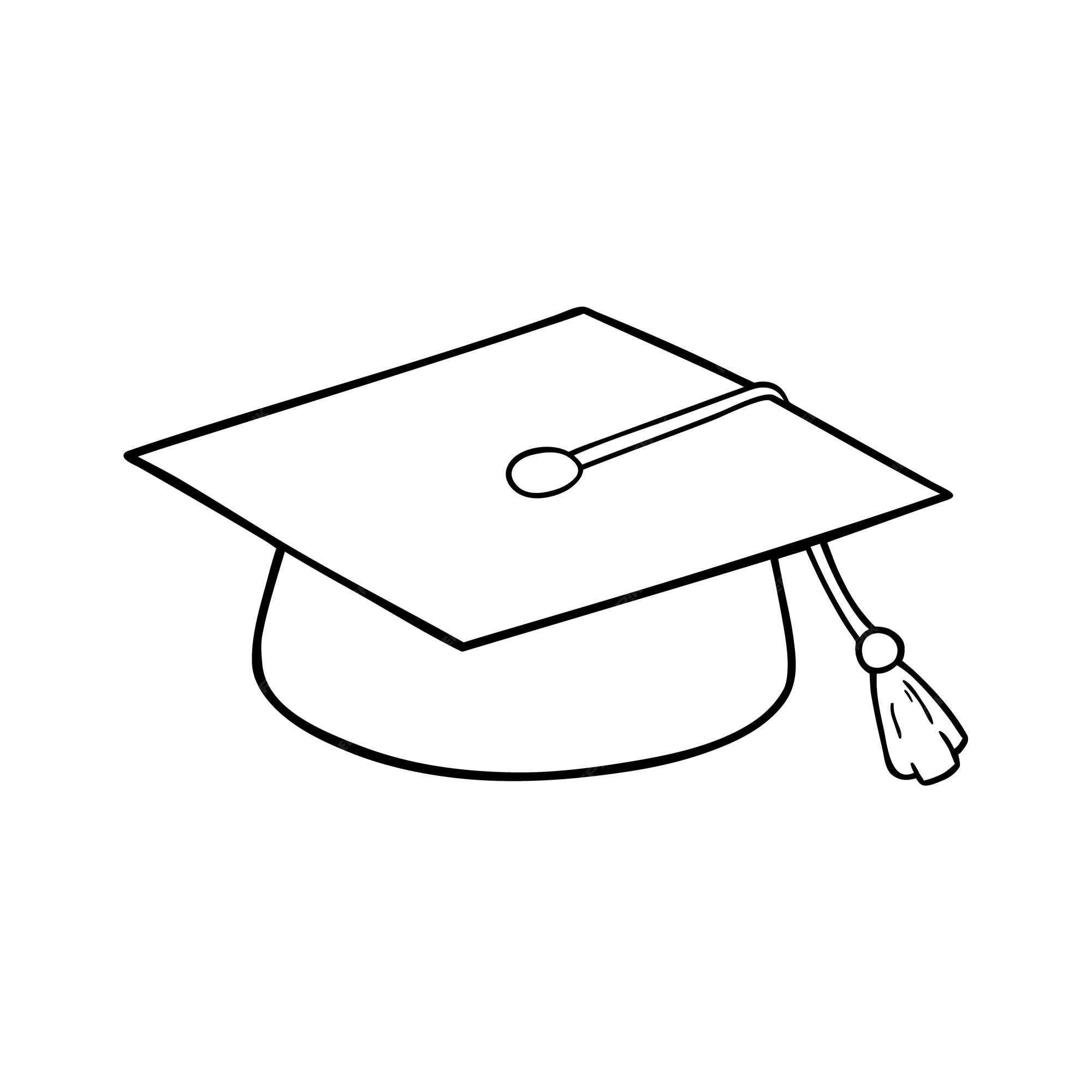 Premium vector kids coloring page with outline doodle graduation hat