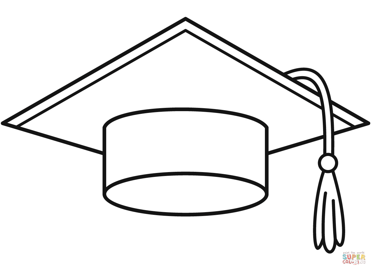 Graduation cap coloring page free printable coloring pages