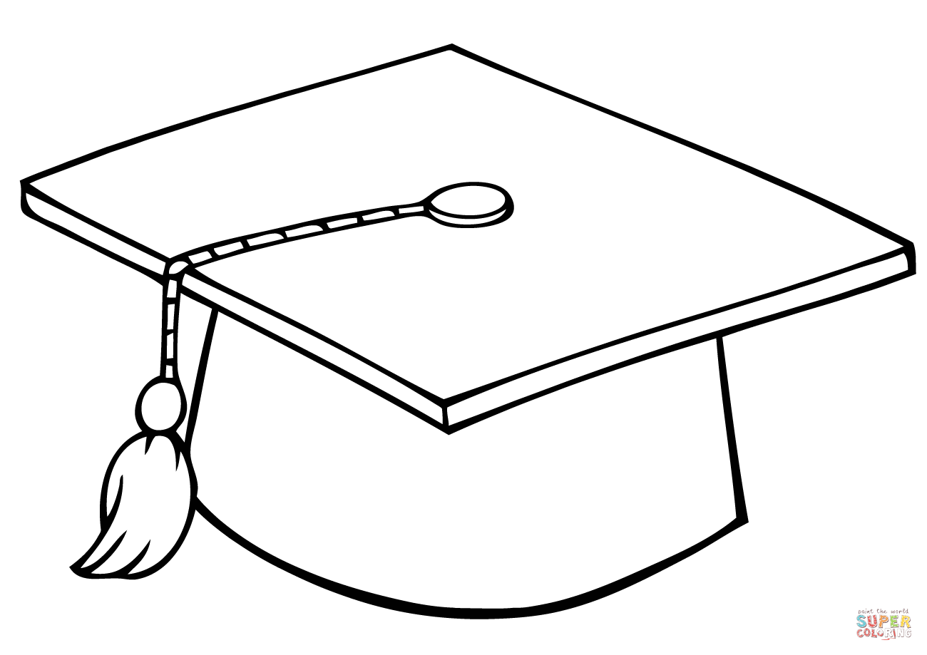 Graduate cap coloring page free printable coloring pages