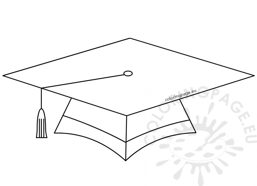 Graduation cap large template coloring page