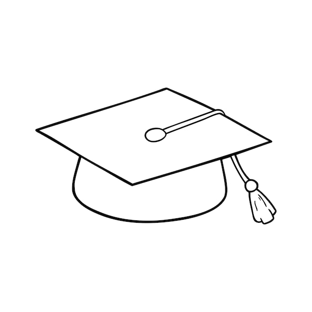 Premium vector kids coloring page with outline doodle graduation hat