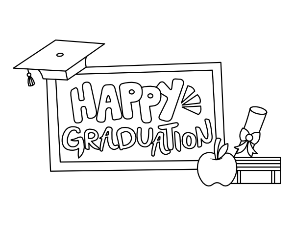 Printable happy graduation coloring page