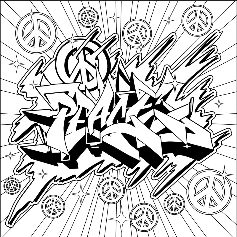 Peace graffiti art coloring page decal â