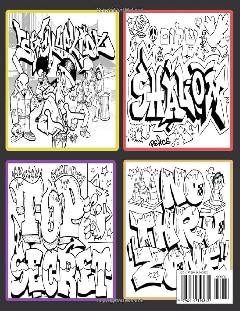 Graffiti style graffiti style coloring book street graffiti art hip hop coloring book mixed with doodles different styles coloring graffiti books