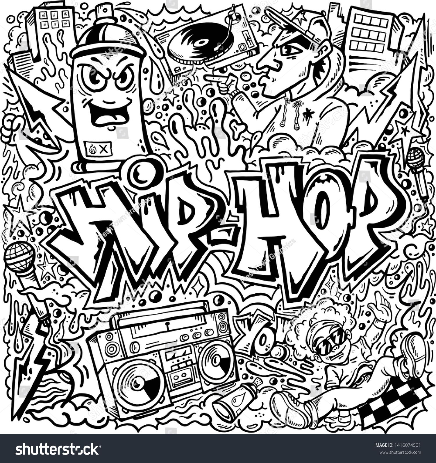 Vector hip hop graffiti doodle line art drawing illustration cartoon ic book ad affiliate graffitidâ graffiti doodles graffiti drawing hiphop graffiti